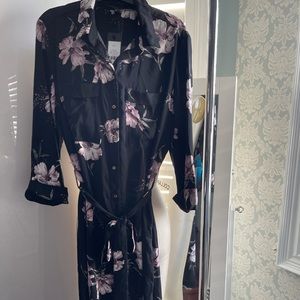 Dynamite Black Floral Maxi/Midi Tunic Blouse size L
